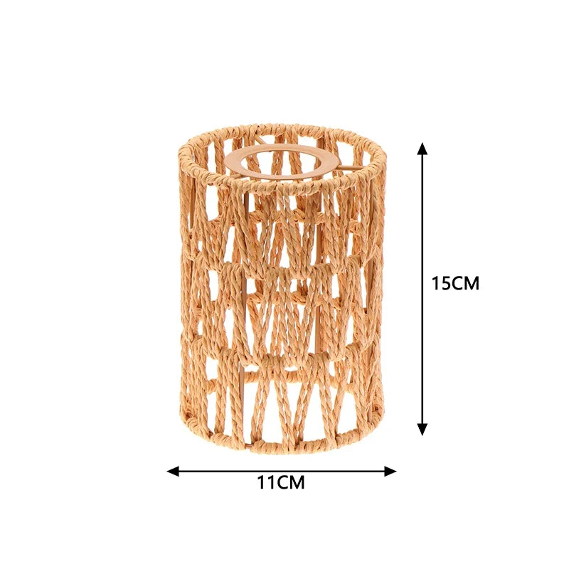1 Piece Vintage Hanging Lampshade Handmade Woven Lamp Shade For Living Room Bedroom Hotel Simulated Rattan Light Fixture