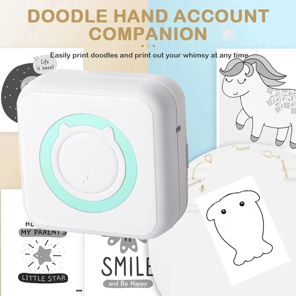 Mini Printer for IPhone and Android, Wireless Mini Photo Printer Label Printer, Portable BT Mini Thermal Printer Print Labels