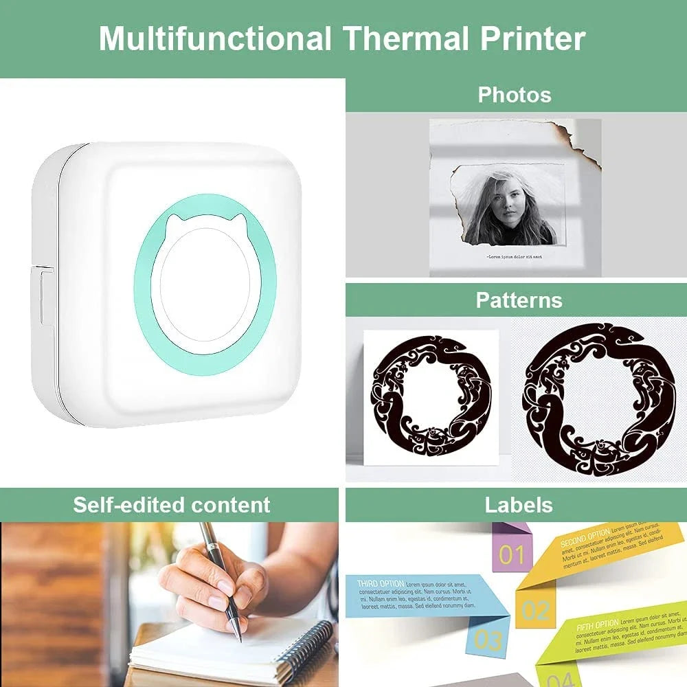 Mini Printer for IPhone and Android, Wireless Mini Photo Printer Label Printer, Portable BT Mini Thermal Printer Print Labels