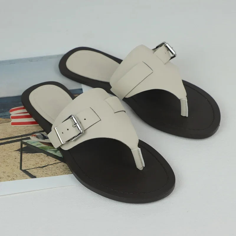 Summer Slippers Women's Beach Flip Flops Comfortable Soft Sole Ladies Slides Casual Buckle Belt Brand Designer Flat Shoes